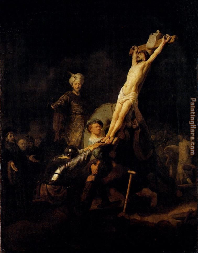 The Elevation Of The Cross painting - Rembrandt The Elevation Of The Cross art painting